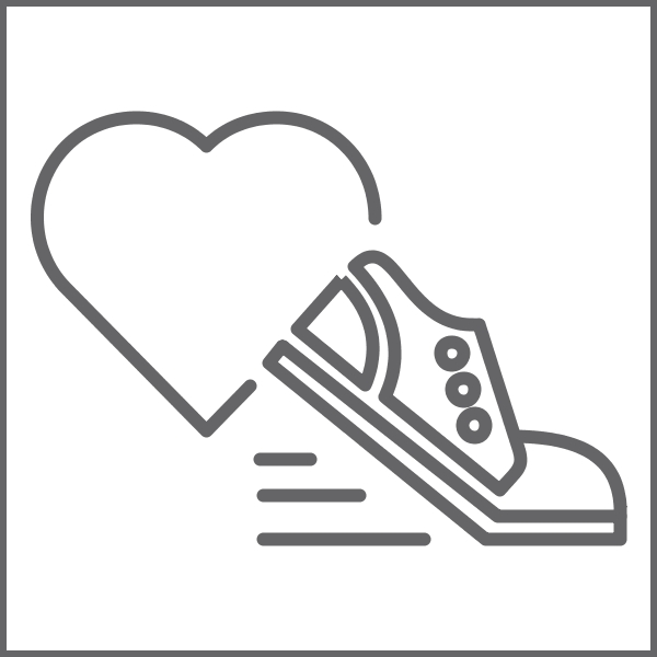 Logo eines Herzsymbols und eines laufenden Schuhs.
