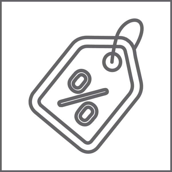 Logo eines Preisetiketts mit einem Prozentzeichen darin.